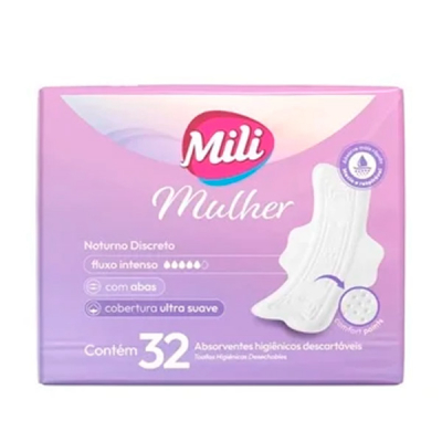 Mili Absorvente Mulher Noturno Discreto Com Abas